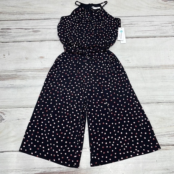 Wisp Romper Pants Suit Cropped Black Red Dots Lottie Pockets Belt Size 2 - Picture 2 of 16